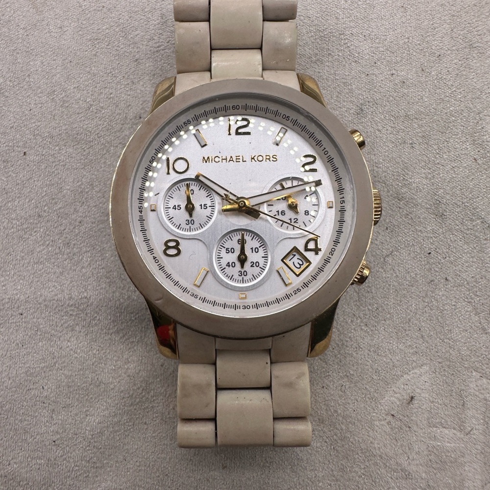 MICHAEL KORS MK5145 CHRONOGRAPH WHITE-GOLD LARGE QUARTZ WATCH
